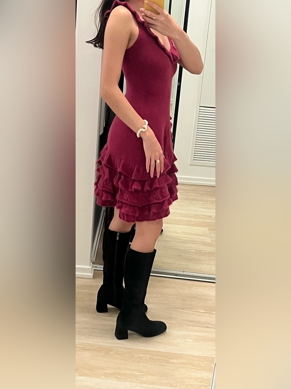 Luisa Spagnoli Ruffle Knit Angora Mini Dress